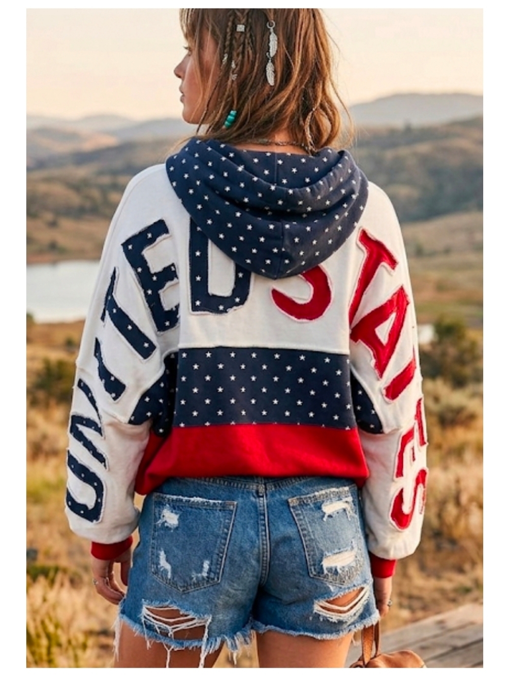 Stars & Stripes Zip Patchwork Hoodie - Picture 8 of 8